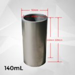 C824, Graphite Crucible, Cylindrical, 140ml, Outer: 50x120mm, Inner: 40x112mm, 99.9% Pure Graphite (1pc/ea)