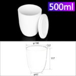 C323, Conical Crucible, 500ml, Top Dia.: 100mm, Bottom Dia.: 62mm, Height: 117mm, Alumina Crucible with Cover (1pc/ea)